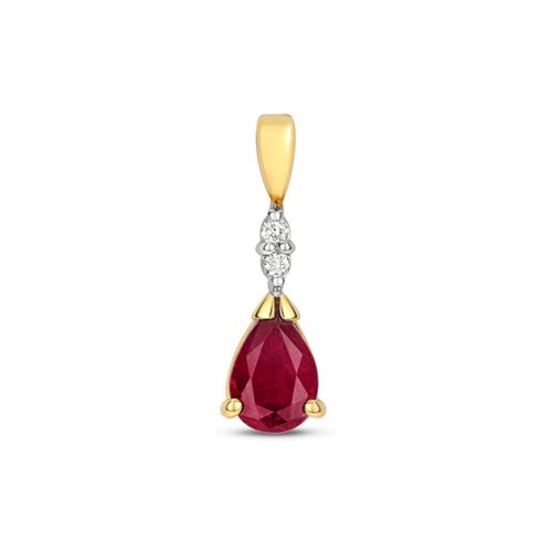 9CT RUBY & DIAMOND PEAR SHAPE PENDANT RRP £430.00