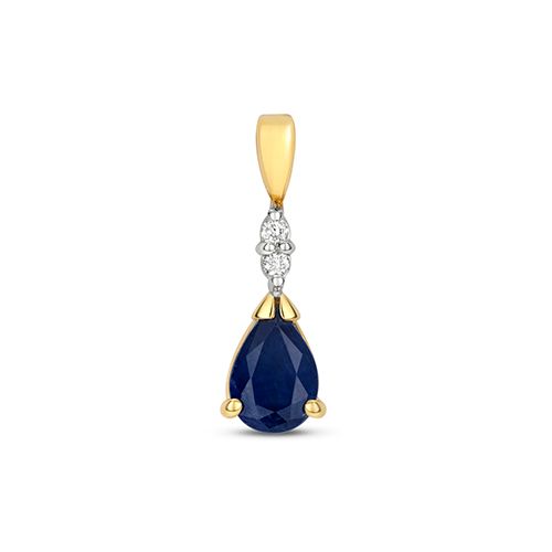 9CT SAPPHIRE & DIAMOND PEAR SHAPE PENDANT RRP £385.00