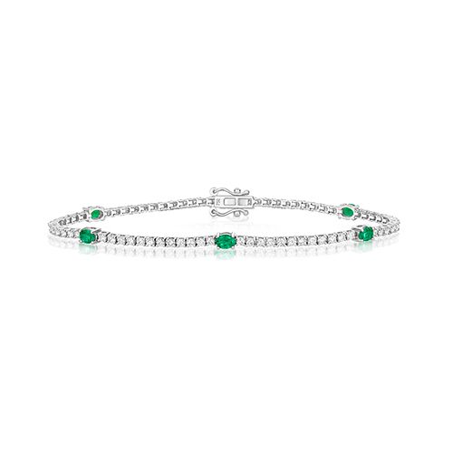 18CT DIAMOND AND EMERALD BRACELET  W/G DIA/1.65CT EMD/0.88CT RRP £4850.00