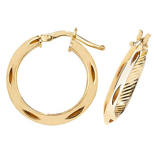 9CT YEL GOLD 15MM DC HOOP EARRINGS 1.20 GRAMS