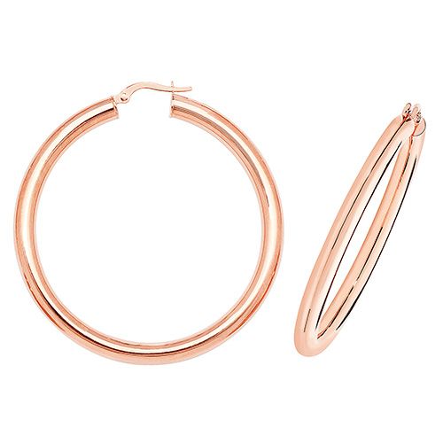 9CT ROSE GOLD 40MM HOOP EARRINGS 3.80 GRAMS