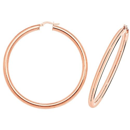 9CT ROSE GOLD 50MM HOOP EARRINGS 4.80 GRAMS