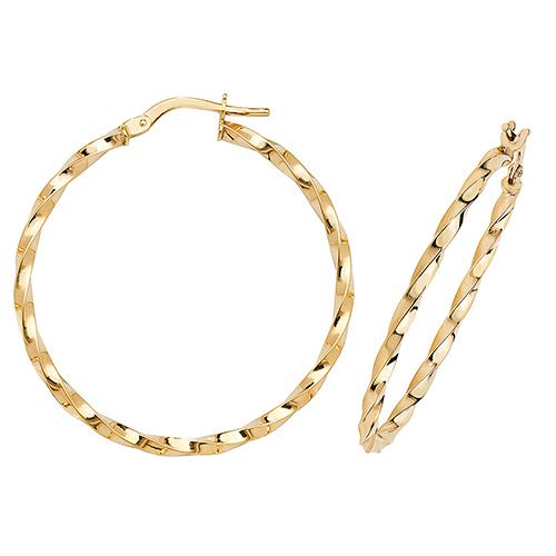 9CT YEL GOLD 30MM HOOP EARRINGS 1.40 GRAMS