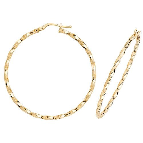 9CT YEL GOLD 40MM HOOP EARRINGS 1.70 GRAMS