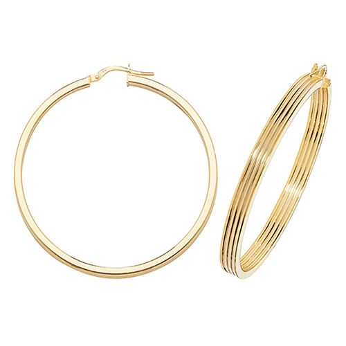 9CT YEL GOLD 40MM HOOP EARRINGS 3.60 GRAMS