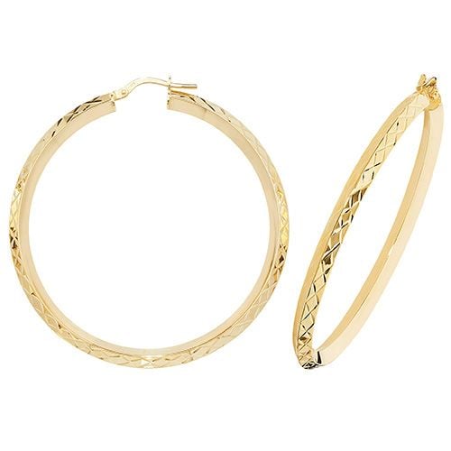 9CT YEL GOLD 40MM HOOP EARRINGS 3.10 GRAMS