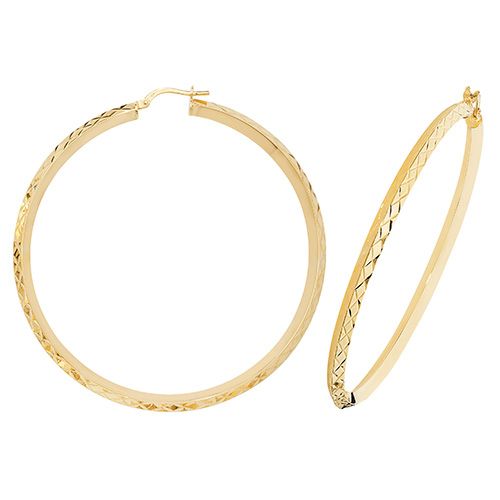 9CT YEL GOLD 50MM HOOP EARRINGS 3.80 GRAMS