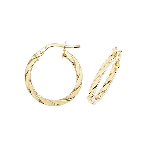 9CT YEL GOLD 15MM HOOP EARRINGS 1.0 GRAMS