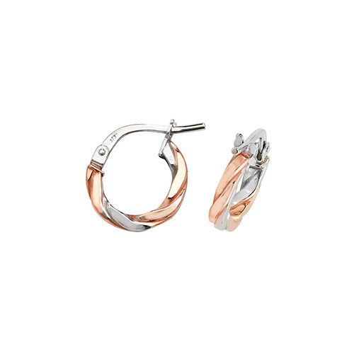 9CT ROSE/WHT GOLD 08MM HOOP EARRINGS 0.60 GRAMS