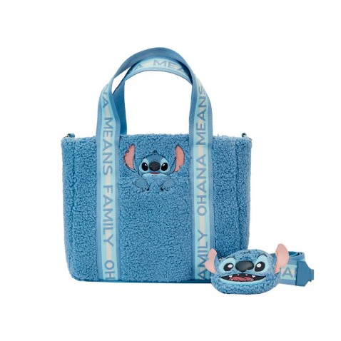 Lilo & Stitch Sherpa plush tote bag with coinbag