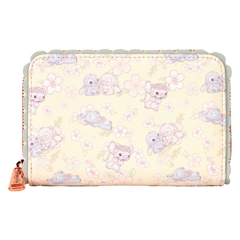 Cute Stitch Cherry Blossom Zip-Around Wallet