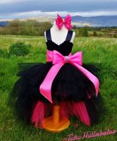 Big Bow Dress High-Low Black/Pink