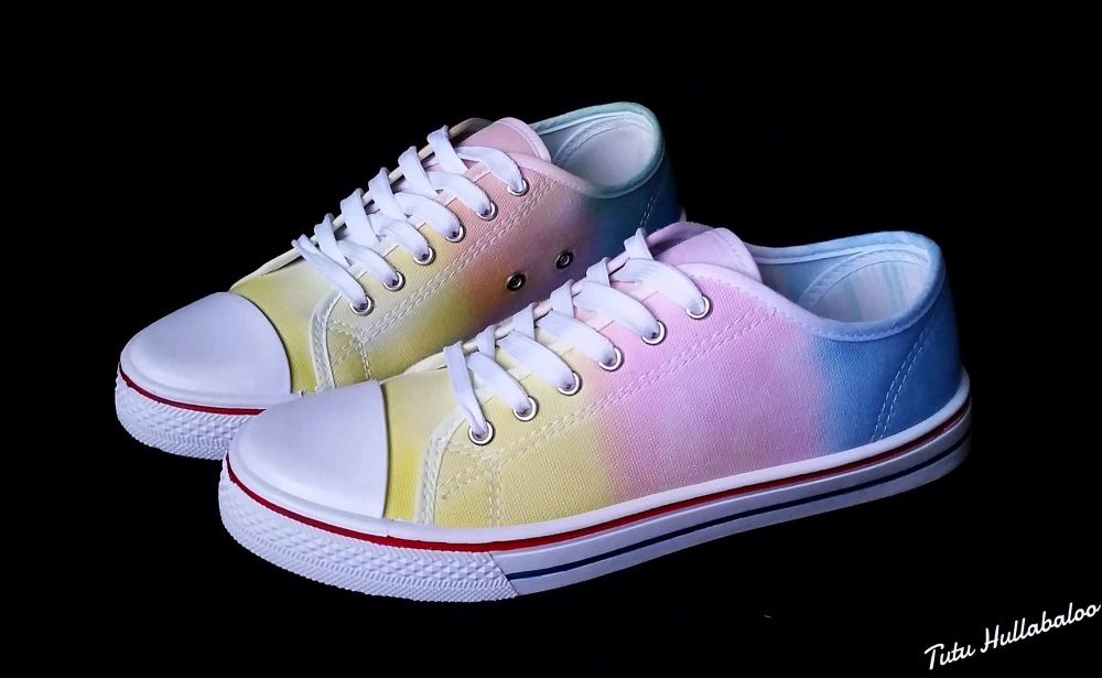 Yellow, Pink, Blue Shoes