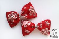 Snowflake Red/Silver Tux Bow