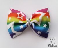 Rainbow with White Stars Tux Bow