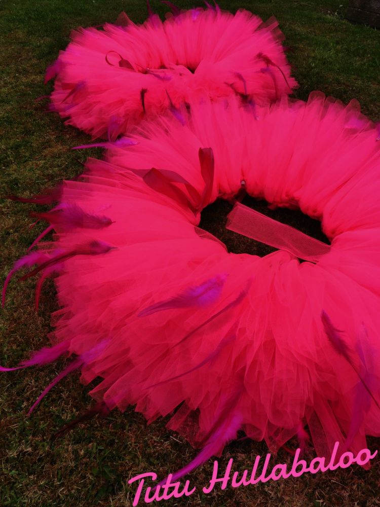 Neon Pink Tail Feathered Tutu