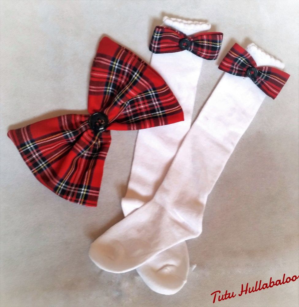 Tartan Red - Knee high sock set