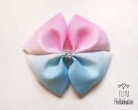 Ombre Pink/Blue Double Tux Bow