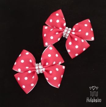 Dotty Red/White Double Tux Bow 