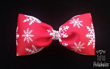 Snowflake Red/White Tux Bow