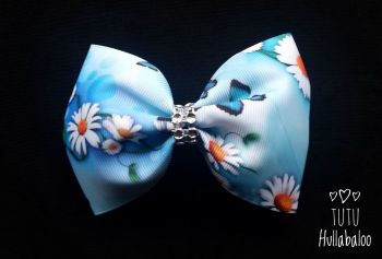 Flower Tux Bow Blue/Daisy/Butterfly