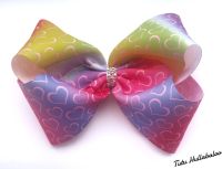 Ombre Rainbow Hearts Mega Bow