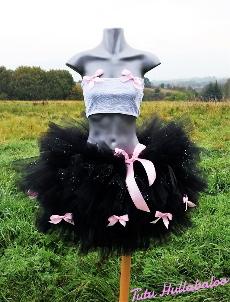Adults' Tutu with Bows Black/Pink