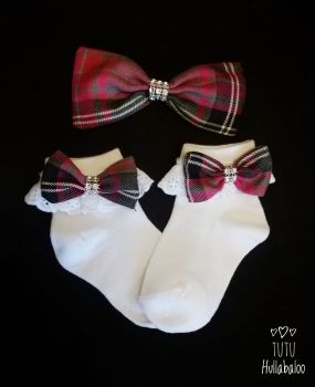 Tartan Pink - Fold over sock set