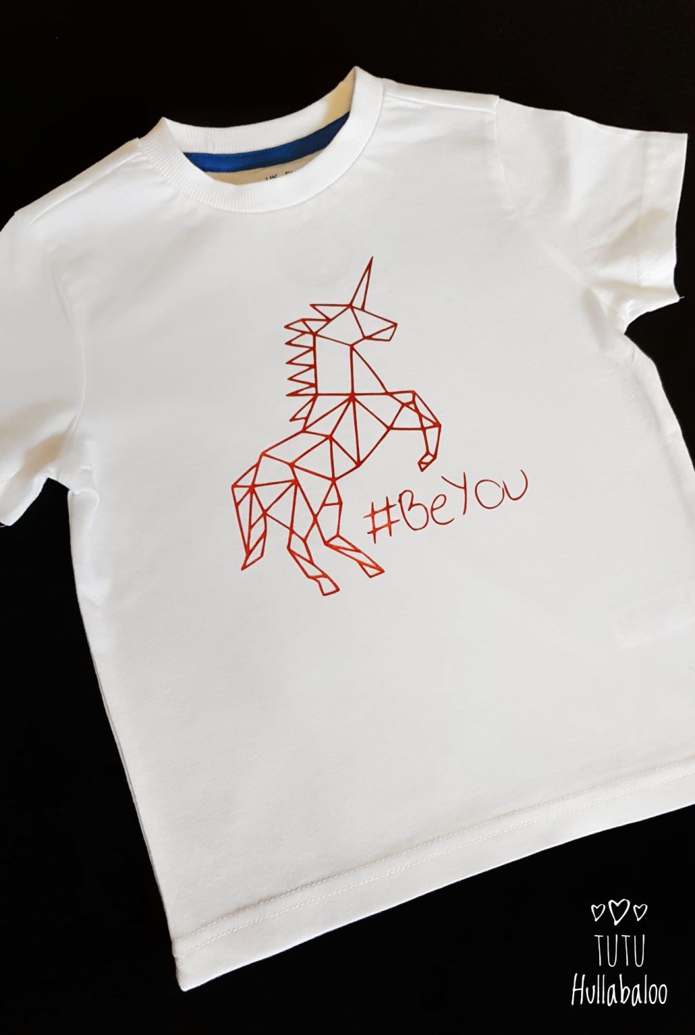 Geometric Unicorn #BeYou Tshirt - White/Red