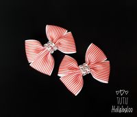 Pinstripe Red Double Tux Bow