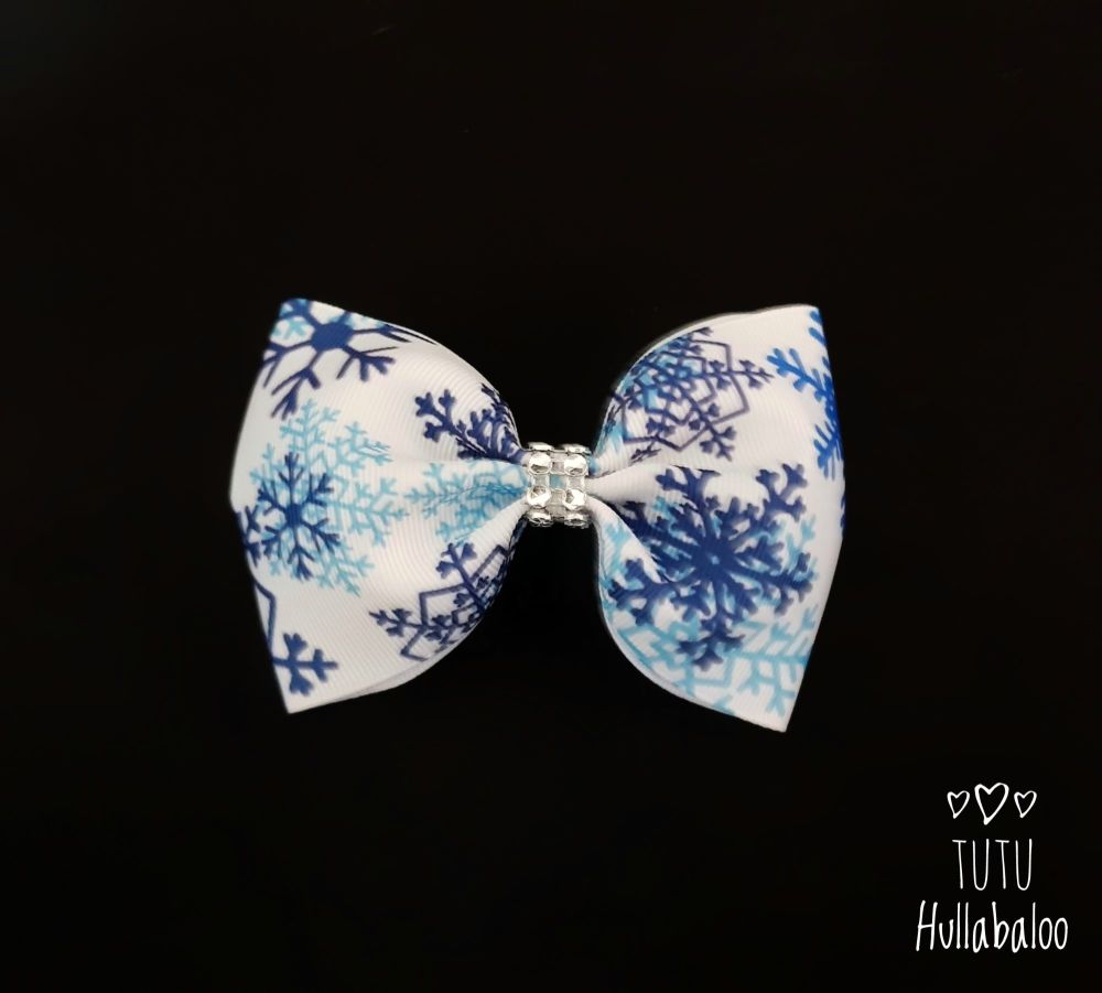 Snowflake Tux Bow Blue/White