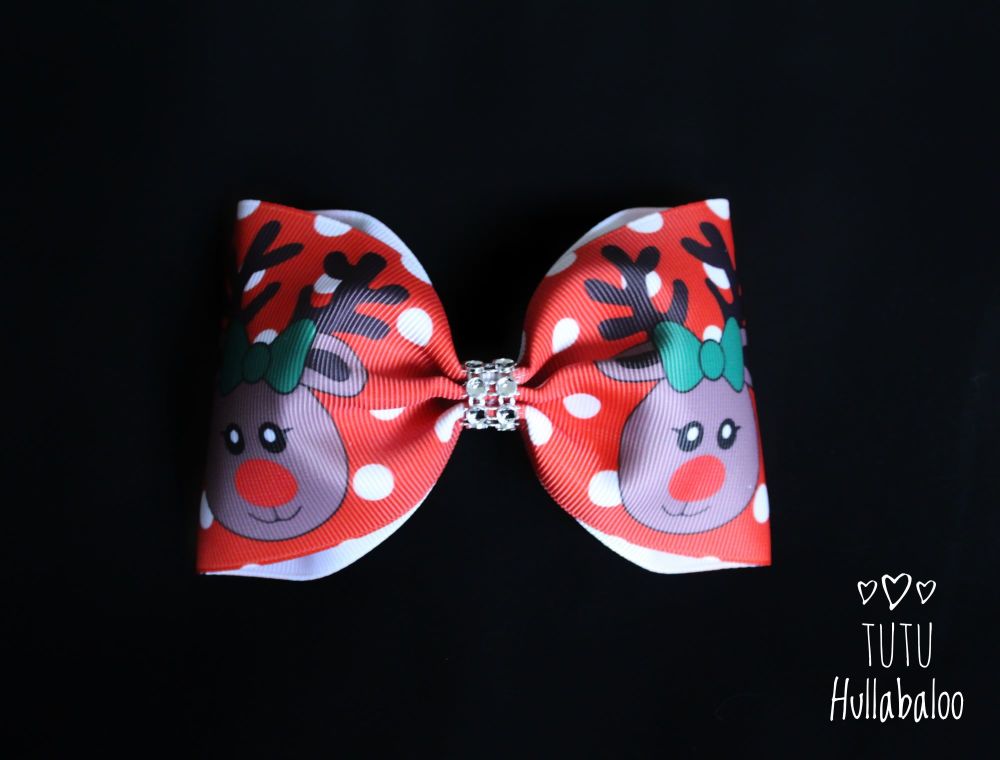 Red Reindeer Tux Bow