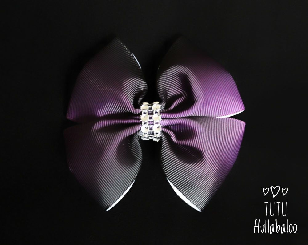 Ombre Purple/Black Double Tux Bow