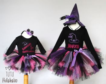 Witch Tutu + Top Set - Black/Pink/Purple