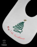 First Christmas Bib - White/Green/Red