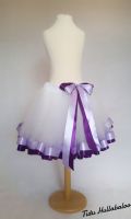 Ribbon Trimmed Tulle Skirt - White/Lilac/Purple - Adult