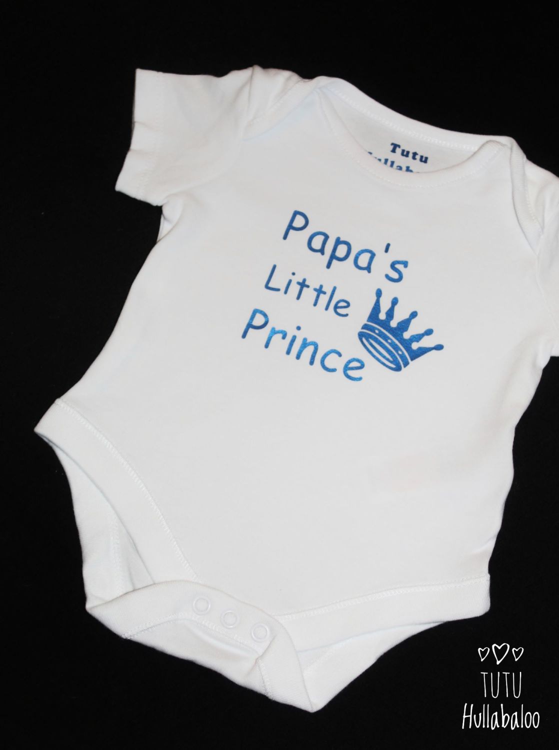 Papa's Little Prince Vest - White/Metalic Blue