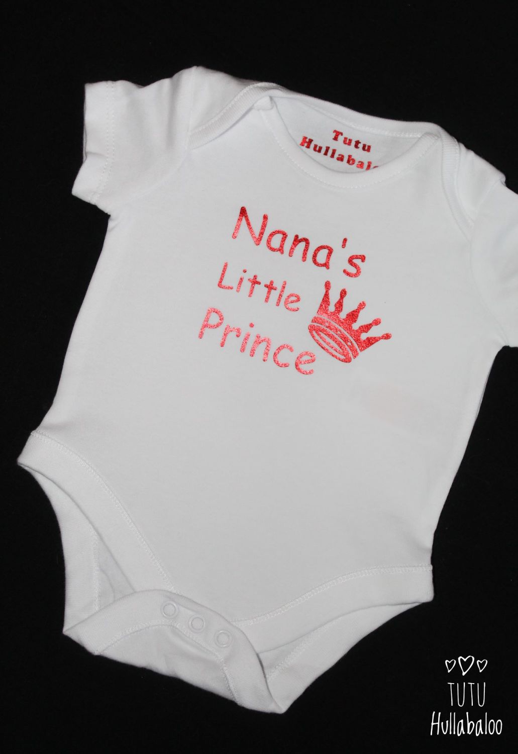 Nana's Little Prince Vest - White/Metalic Red