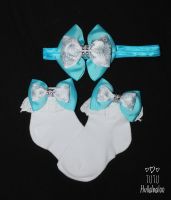 Misty Turquiose/Snowflake - Fold over sock set