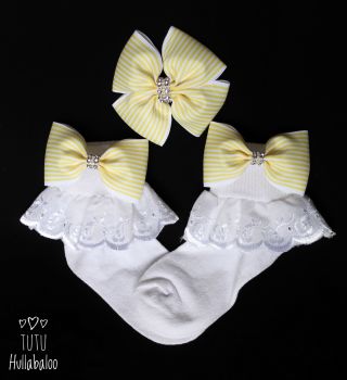 Pinstripe Lemon - Fold over sock set