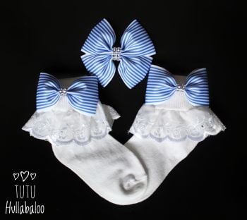 Pinstripe Blue - Fold over sock set