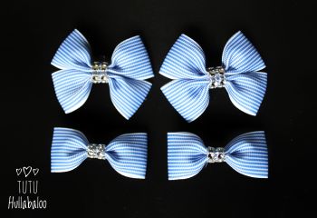 Pinstripe Blue - Bunches Bows - 4 bows