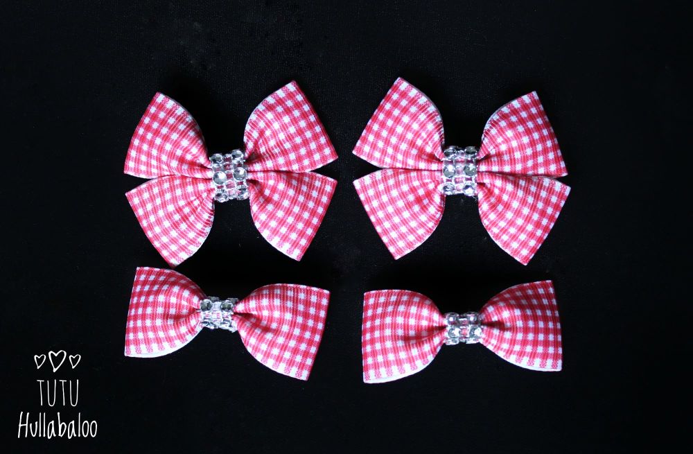 Pinstripe Red - Bunches Bows - 4 bows