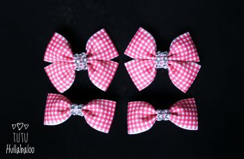 School Checked Red - Bunches Bows - 4 bows