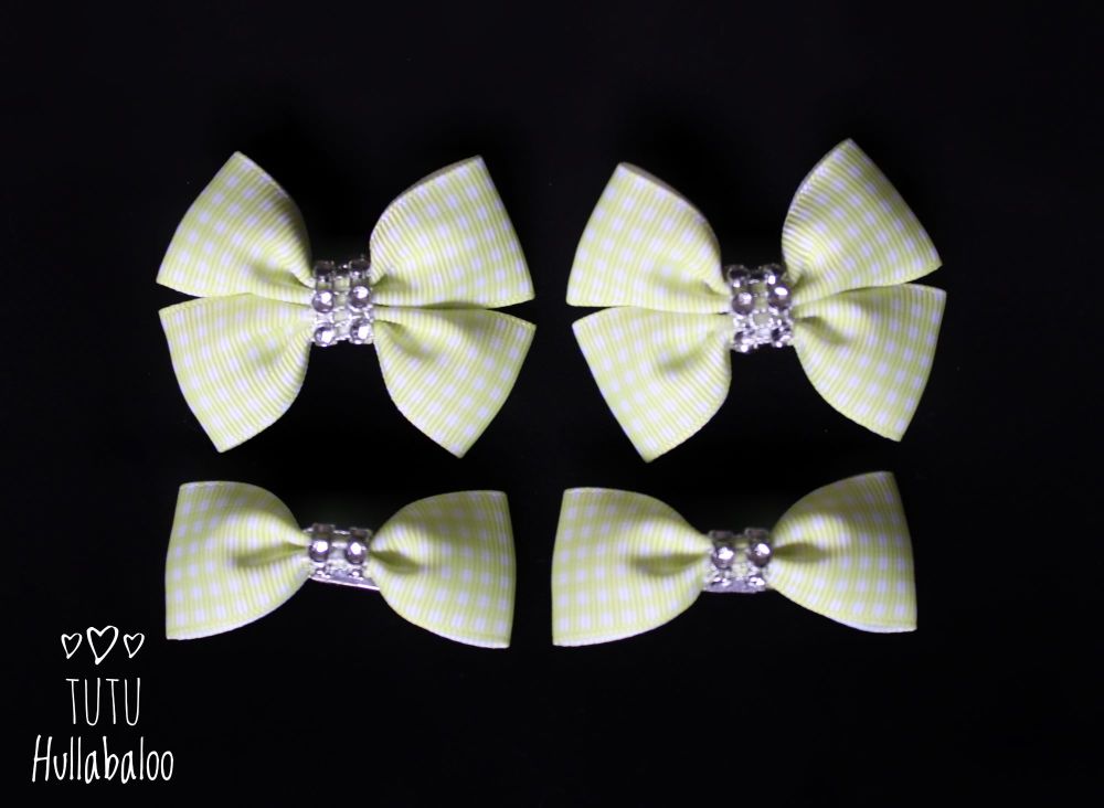 School Checked Yellow - Bunches Bows - 4 bows