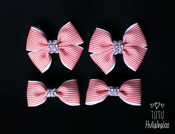 Pinstripe Red - Bunches Bows - 4 bows