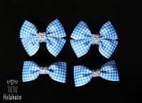 School Checked Blue - Bunches Bows - 4 bows