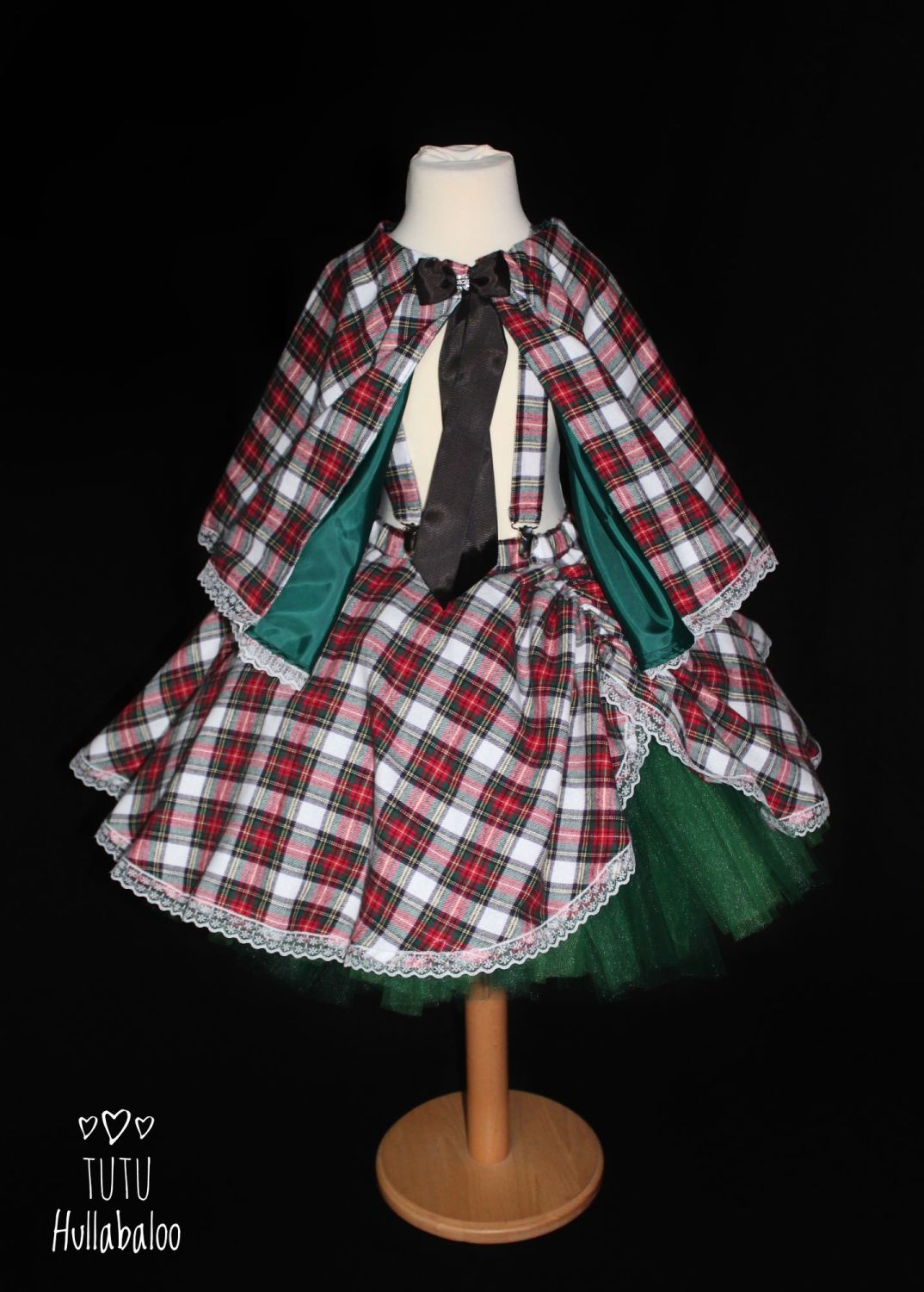 Tartan Pinafore Poncho only - 4-8 years - Ready to post