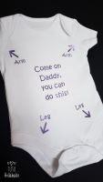 Daddy Instructions Vest - White/Metalic Purple - 0-3 months - Ready to post