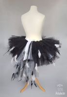 Swan Feathered Tutu Black with White - Adult